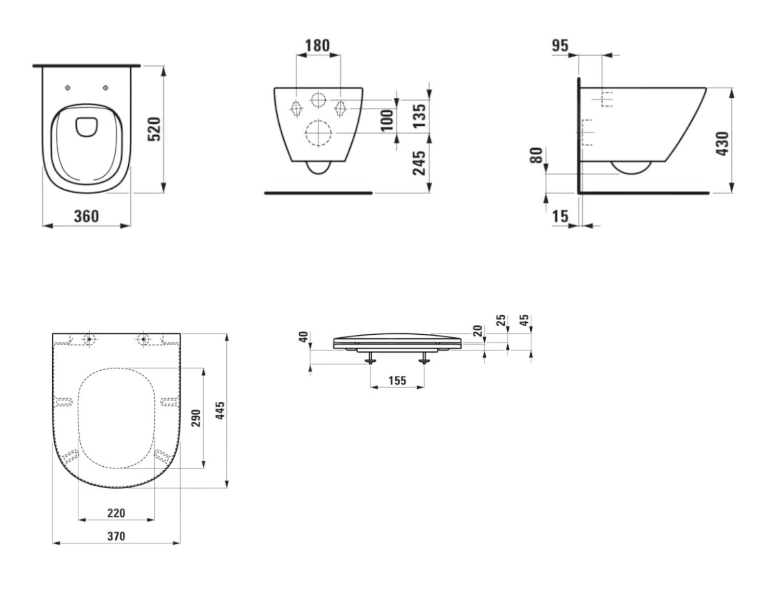 Laufen Lua - Wandcloset Met Softclose Zitting, Rimless, Wit H8660800000001 - Afbeelding 2