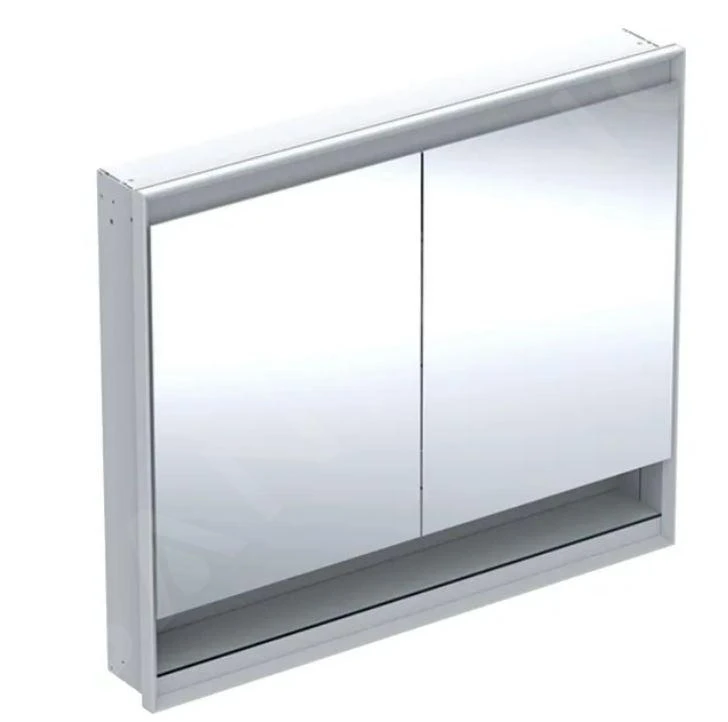 Geberit ONE - Spiegelkast Met LED-verlichting, 1050x900x150 Mm, 2 Deuren, Met Nis, Inbouw, Aluminium 505.824.00.1