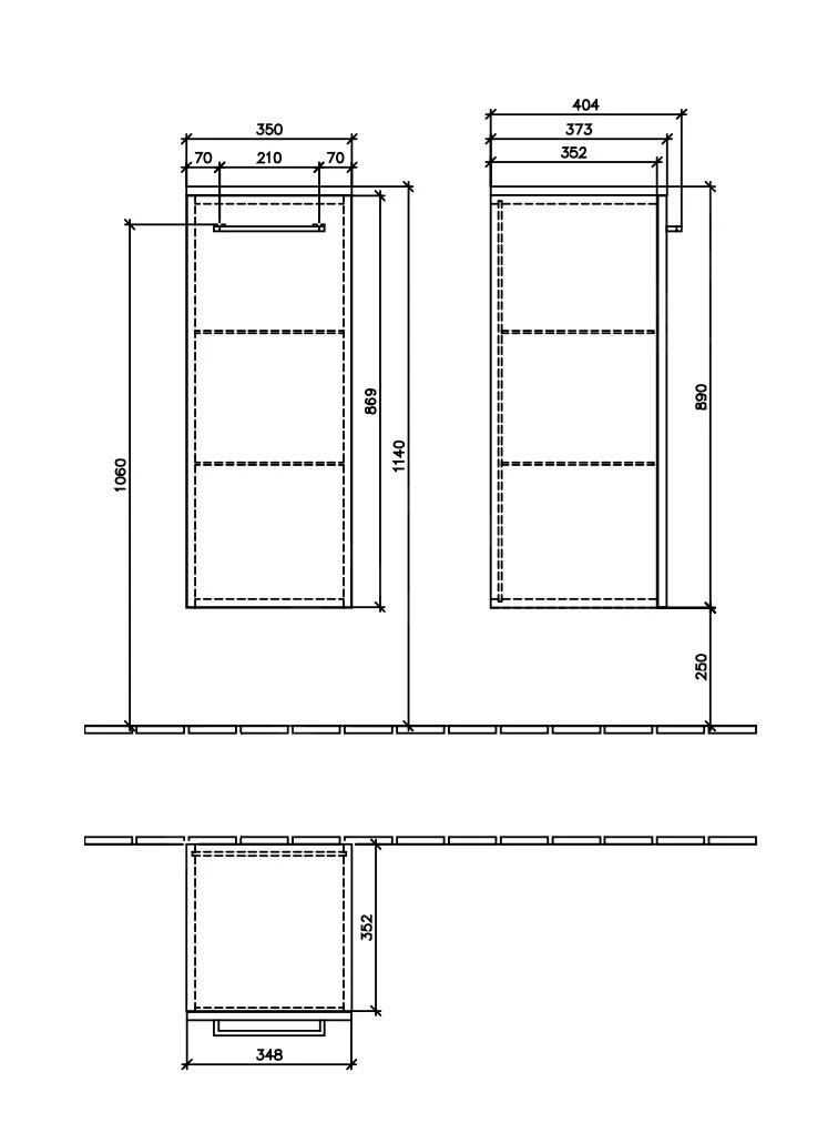 Villeroy & Boch Avento - Badkamer Zijkast, 350x890x373 Mm, 1 Deur, Crystal White A89500B4 - Afbeelding 2