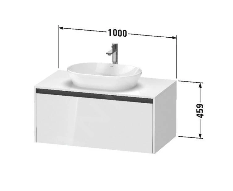 Duravit Ketho.2 - Wastafelonderkast Met Uitsparing 459x1000x550 Mm, 1 Lade, Mat Wit K24886018180000 - Afbeelding 2