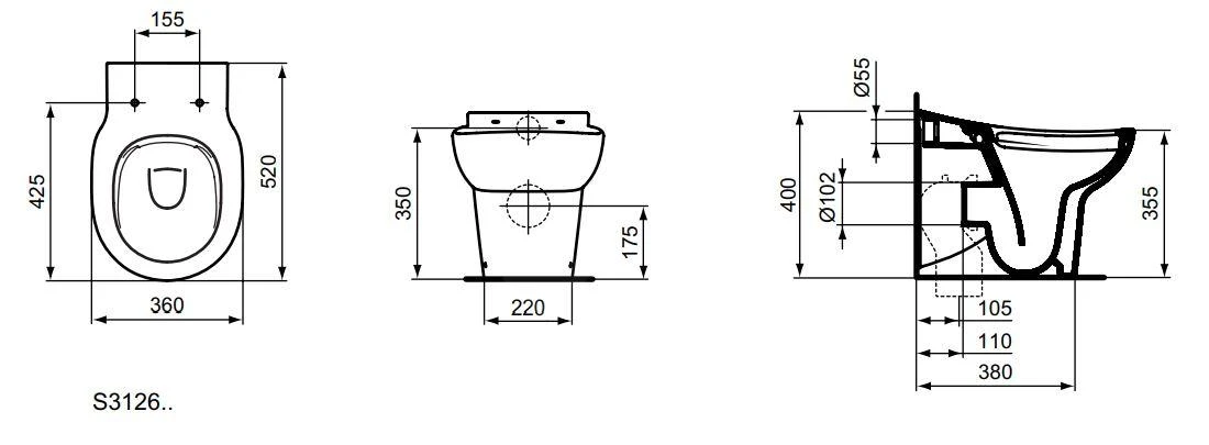 Ideal Standard Contour 21 - Staand Kindertoilet, Rimless, Wit S312601 - Afbeelding 2
