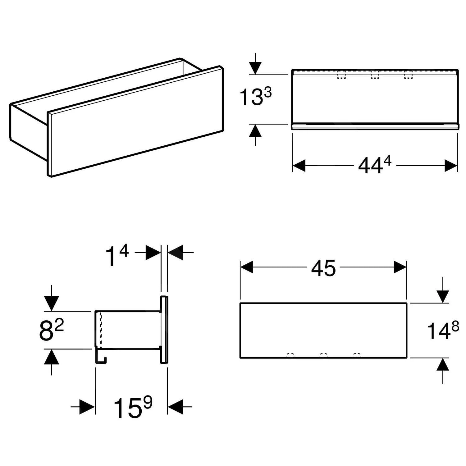 Geberit Acanto - Planchette 450x148 Mm, Wit 500.617.01.2 - Afbeelding 2