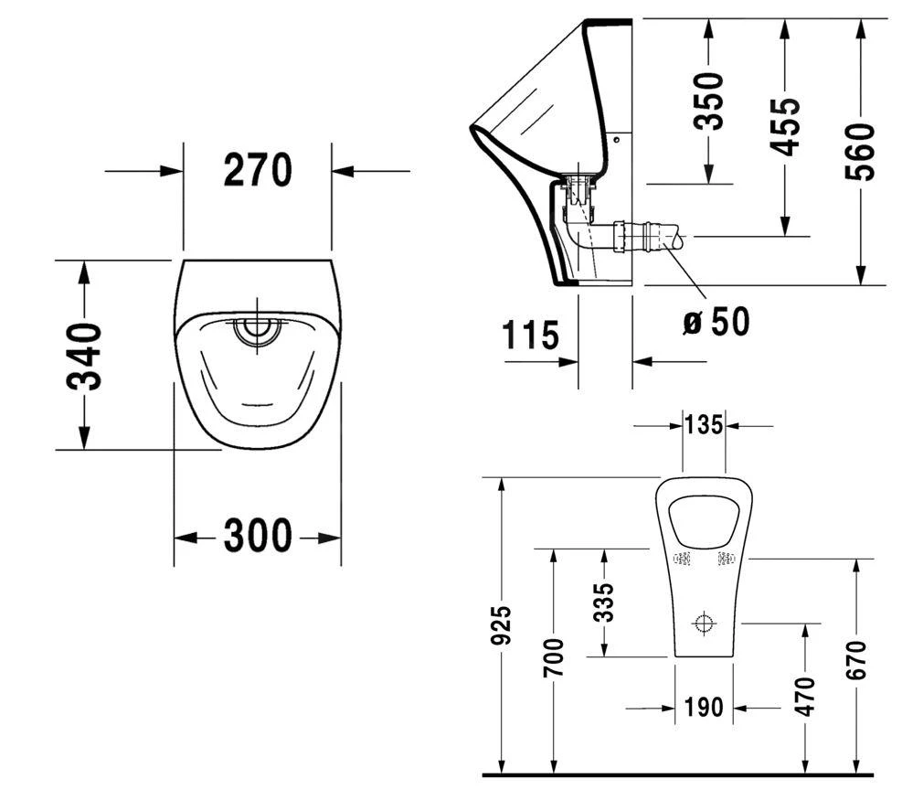 Duravit DuraStyle - Dry Urinoir, Waterloos, Zonder Vlieg, Wit 2808300000 - Afbeelding 2