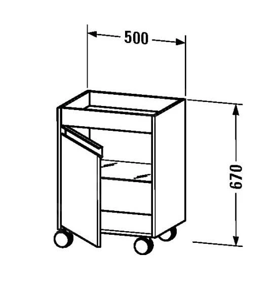 Duravit Ketho - Kast Op Wielen 670x500x360 Mm, Links, 1 Deur, Glanzend Wit KT2530L2222 - Afbeelding 2
