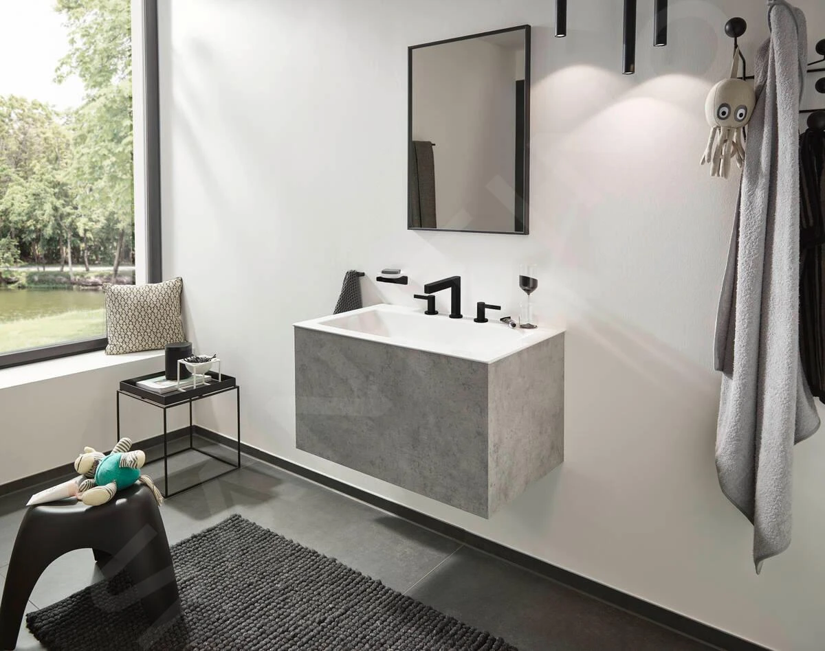 Hansgrohe Finoris - Wastafelkraan 110, 3-gats, Incl. Push-Open Afvoer, EcoSmart, Mat Zwart 76033670 - Afbeelding 3