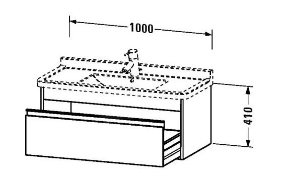 Duravit Ketho - Wastafelonderkast 410x1000x455 Mm, 1 Lade, Glanzend Wit KT666502222 - Afbeelding 2