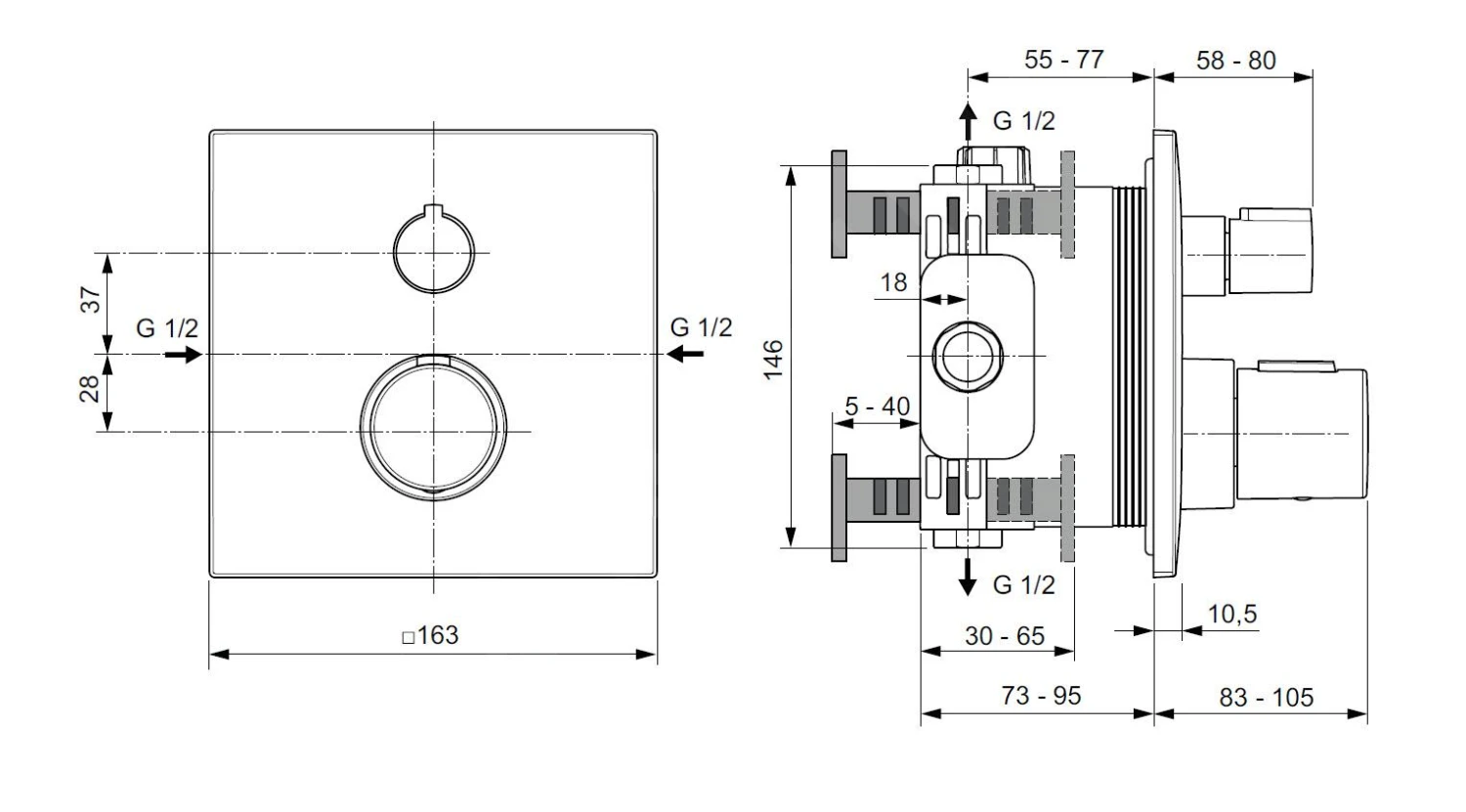 Ideal Standard CeraTherm - Inbouw Thermostatische Douchekraan, Silver Storm A6956GN - Afbeelding 2