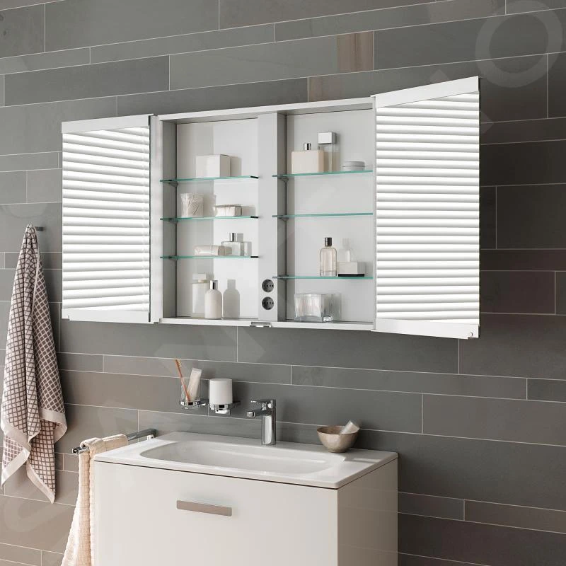 Keuco Royal Match - Spiegelkast Met LED-verlichting, 1000x700x160 Mm, Zilver Geanodiseerd 12803171311 - Afbeelding 5