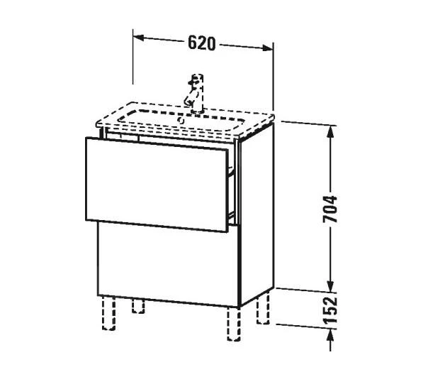 Duravit L-Cube - Wastafelonderkast Compact, 856x620x391 Mm, 2 Laden, Glanzend Wit LC667302222 - Afbeelding 2