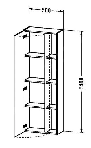 Duravit DuraStyle - Hoge Kast 1400x500x240 Mm, Rechts, Glanzend Wit DS1238R2222 - Afbeelding 2