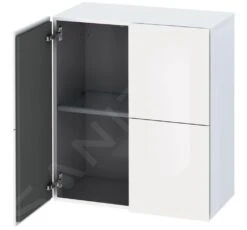 Duravit L-Cube - Hoge Badkamerkast 800x700x363 Mm, 2 Deuren, Glanzend Wit LC117702222