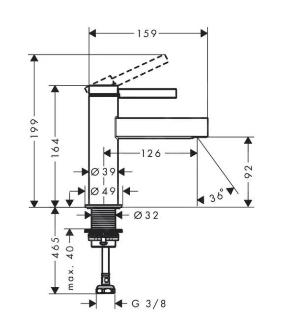 Hansgrohe Finoris - Toiletkraan 100. EcoSmart, Mat Zwart 76013670 - Afbeelding 2
