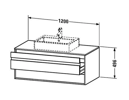 Duravit Ketho - Wastafelonderkast 496x1200x550 Mm, 2 Laden, Glanzend Wit KT665602222 - Afbeelding 2