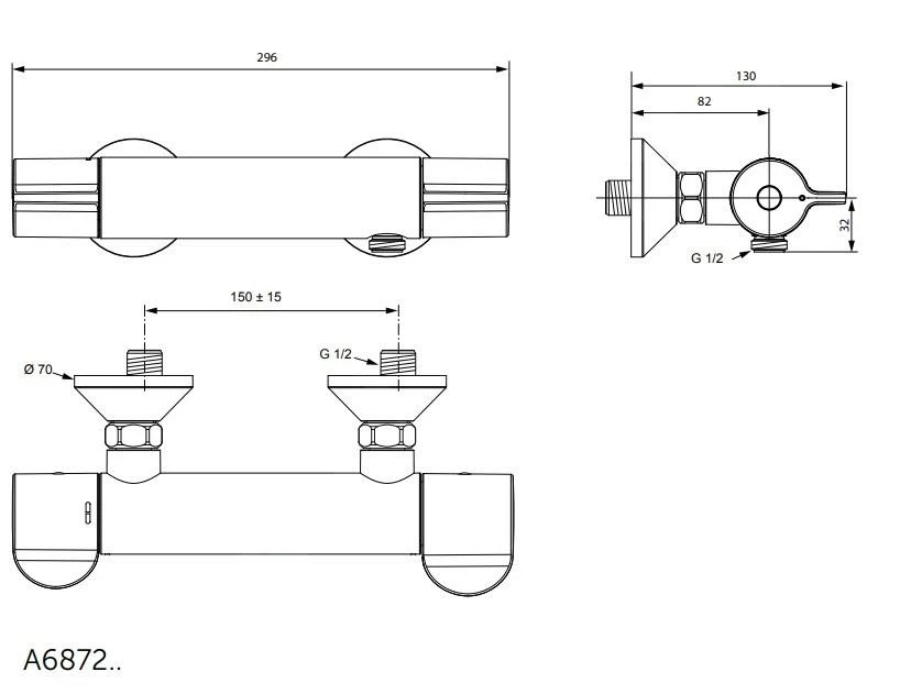 Ideal Standard Ceraplus II - Thermostatische Douchekraan, Chroom A6872AA - Afbeelding 2