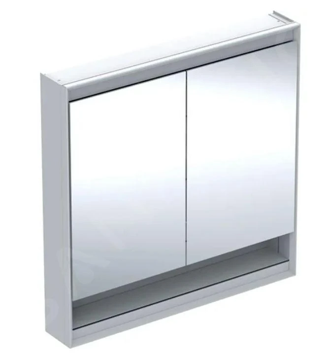 Geberit ONE - Spiegelkast Met LED-verlichting, 900x900x150 Mm, 2 Deuren, Met Nis, Aluminium 505.833.00.1