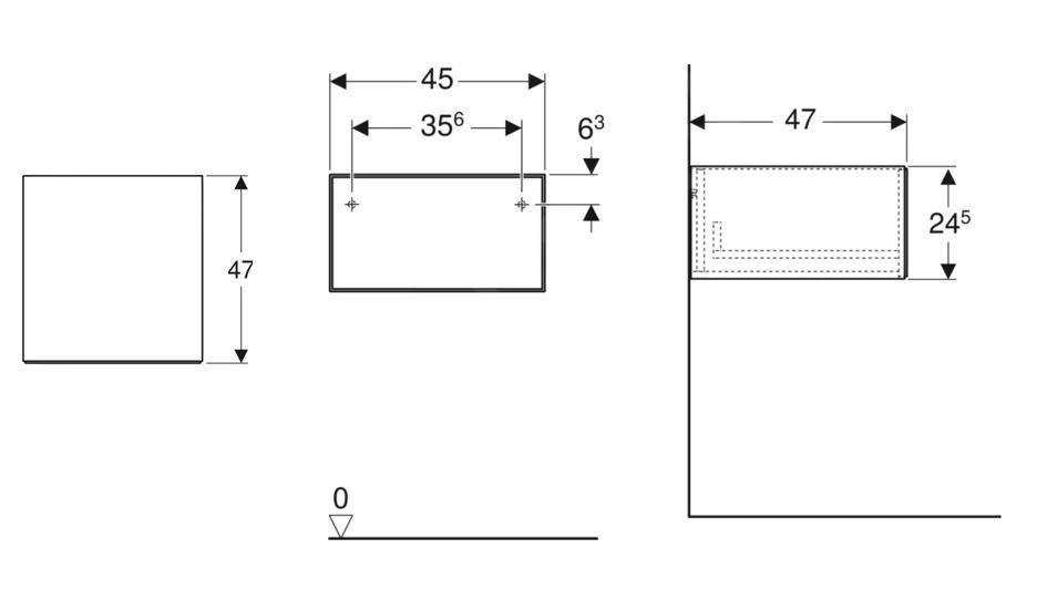 Geberit ONE - Zijkast 45x25x47 Cm, 1 Lade, Lava 505.078.00.3 - Afbeelding 2