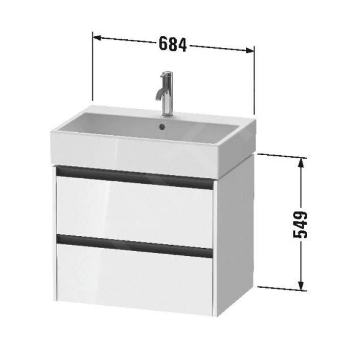 Duravit Ketho.2 - Wastafelkast 549x684x460 Mm, 2 Laden, Grafiet Mat K25276049490000 - Afbeelding 2