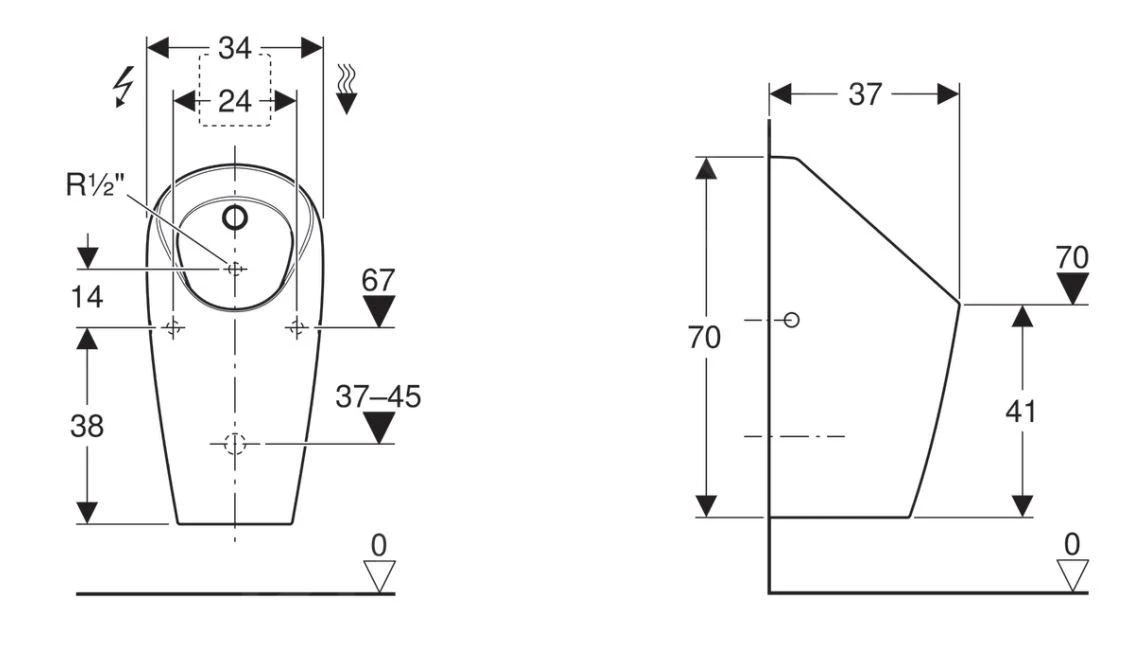 Geberit Urinoirs - Urinoir Selva Voor Inbouwstuursysteem, Wit 116.080.00.1 - Afbeelding 2