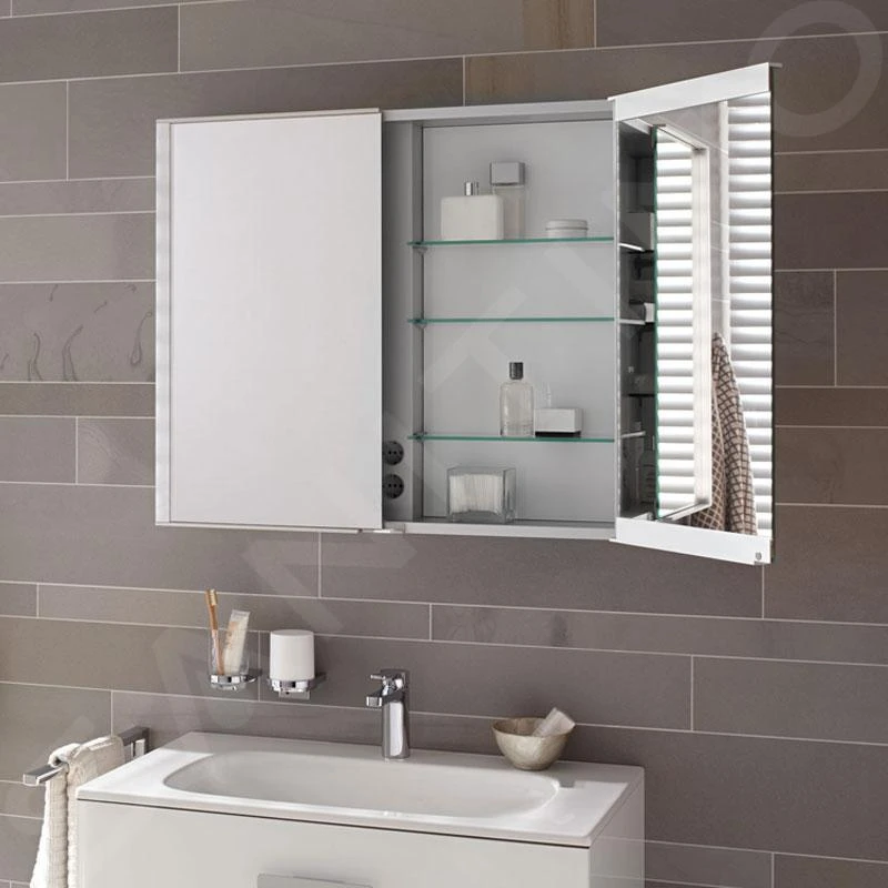 Keuco Royal Match - Spiegelkast Met LED-verlichting, 1000x700x160 Mm, Zilver Geanodiseerd 12803171311 - Afbeelding 6