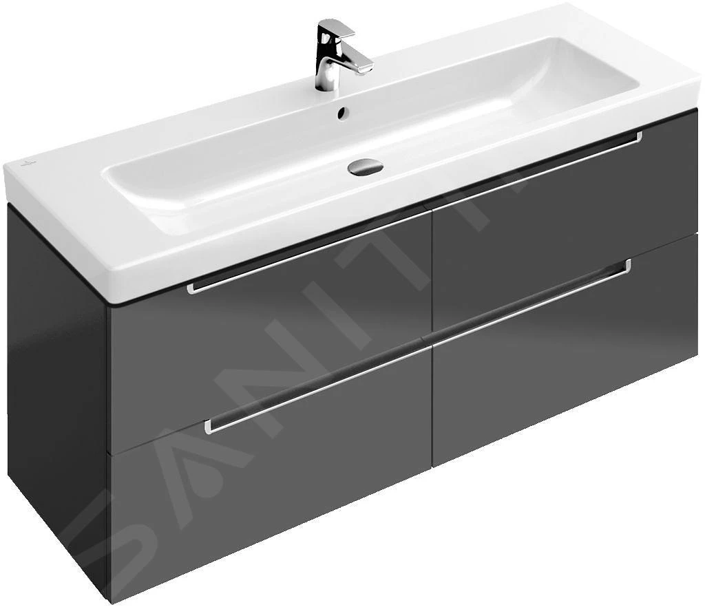 Villeroy & Boch Subway 2.0 - Wastafelkast, 1287x520x449 Mm, Glossy Grey A69800FP