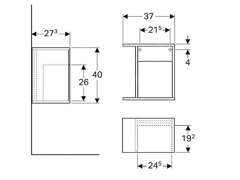 Geberit ICon - Fontein Onderbouw Zijkast 370x400x273 Mm, Mat Wit 841237000 - Afbeelding 2