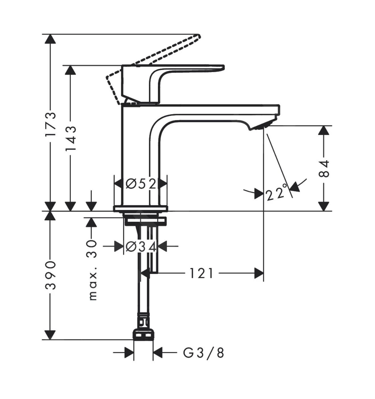 Hansgrohe Rebris E - Fonteinkraan, Chroom 72506000 - Afbeelding 2