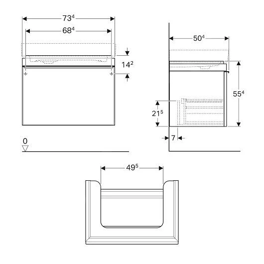 Geberit Citterio - Wastafelonderkast 750 Mm, Glanzend Glas/taupe/licht Eiken 500.557.JI.1 - Afbeelding 2
