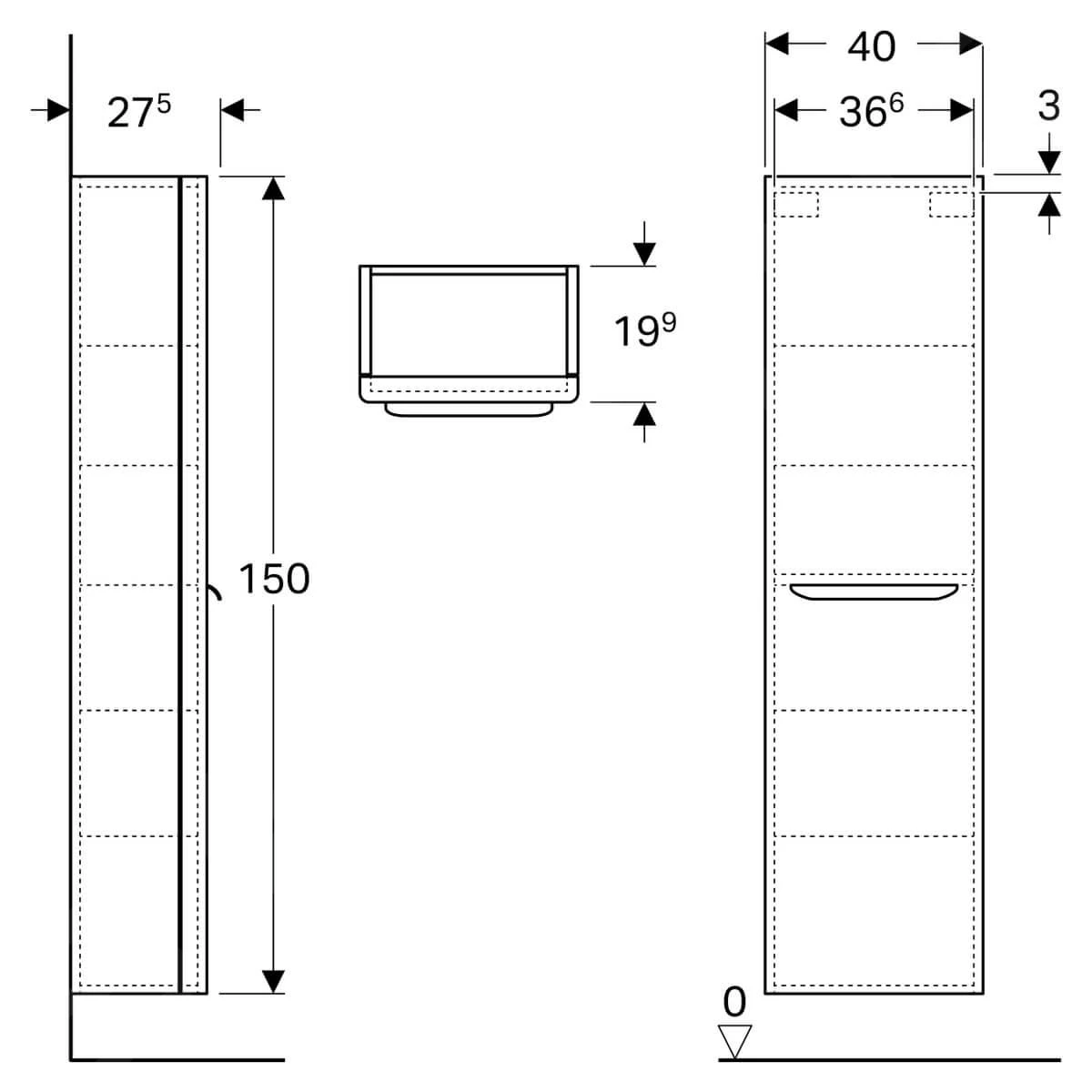 Geberit MyDay - Hoge Kast, 400x1500x275 Mm, 1 Deur, Taupe 824001000 - Afbeelding 2