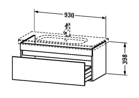 Duravit DuraStyle - Wastafelonderkast 398x930x448 Mm, 1 Lade, Glanzend Wit DS638202222 - Afbeelding 2