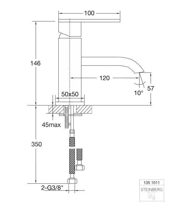 Steinberg 135 - Wastafelkraan, Mat Zwart 135 1011 S - Afbeelding 2