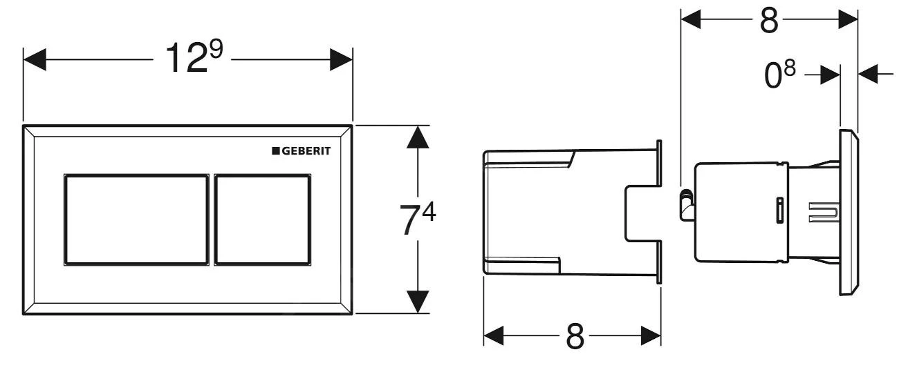 Geberit Spoelsystemen - Afstandsbediening Pneumatisch, Voor 2-toets Spoeling, Geborsteld Chroom 116.051.GH.1 - Afbeelding 2