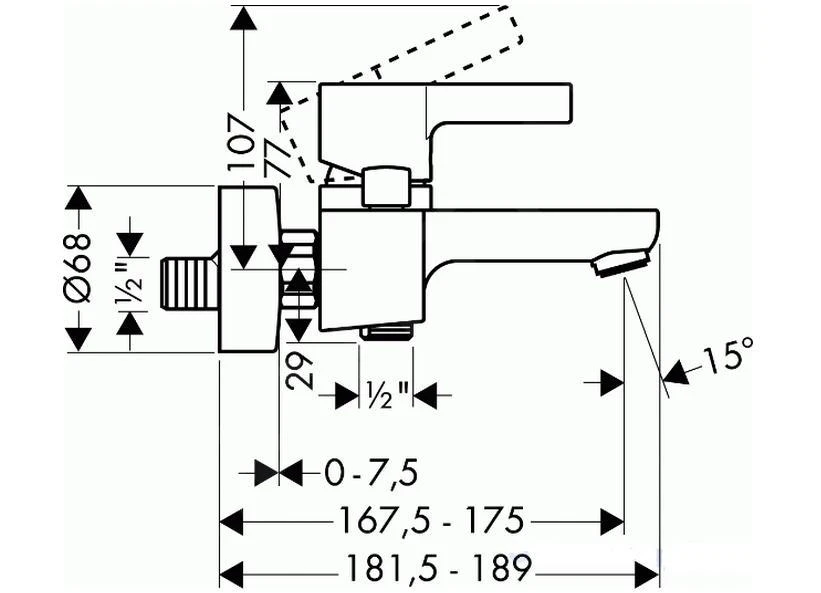 Hansgrohe Metris S - Badmengkraan Opbouw, Chroom 31460000 - Afbeelding 2