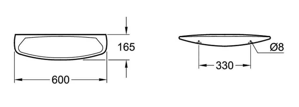Villeroy & Boch O.novo - Planchet, 600x165 Mm, Alpine Wit 78186001 - Afbeelding 2