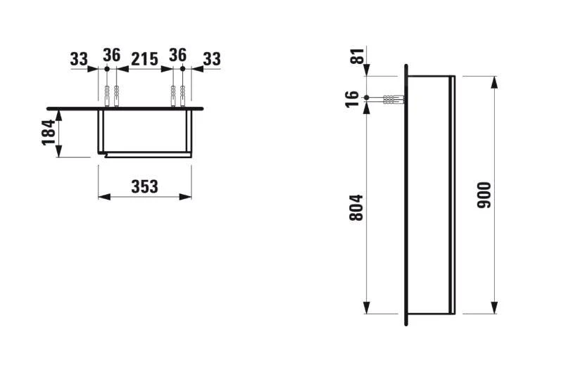 Laufen Lani - Kast 90x35 Cm, 1 Deur, Scharnieren Rechts, Glanzend Wit H4037121122611 - Afbeelding 2