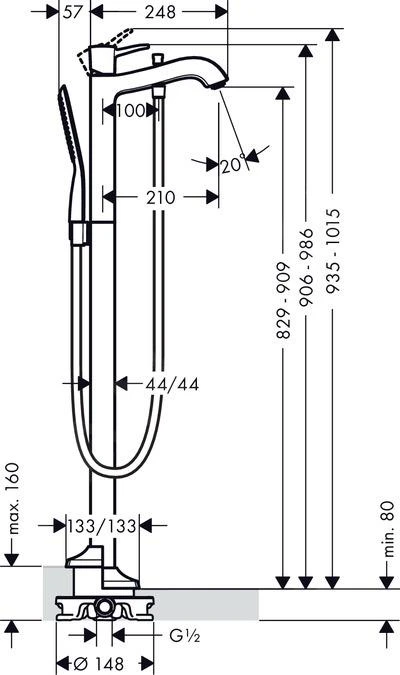 Hansgrohe Metropol Classic - Vrijstaande Eengreeps Badkraan, Chroom/goud Look 31445090 - Afbeelding 2
