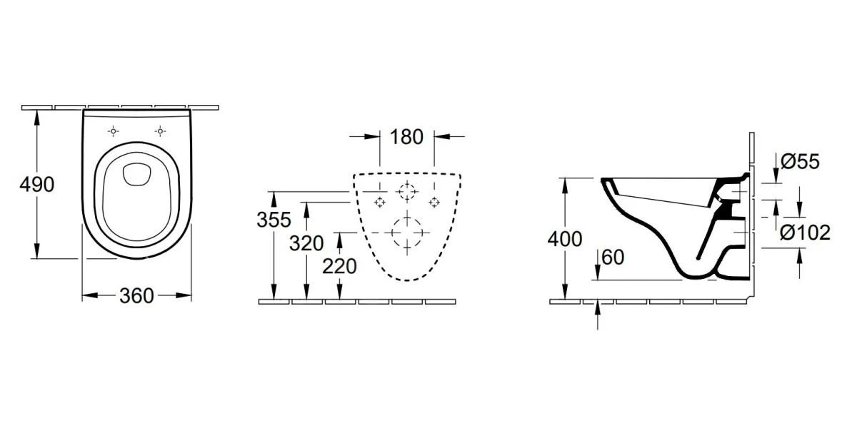 Villeroy & Boch O.novo - Compact Wandcloset, Met SoftClose Toiletzitting, CeramicPlus, Alpine Wit 5688H1R1 - Afbeelding 2