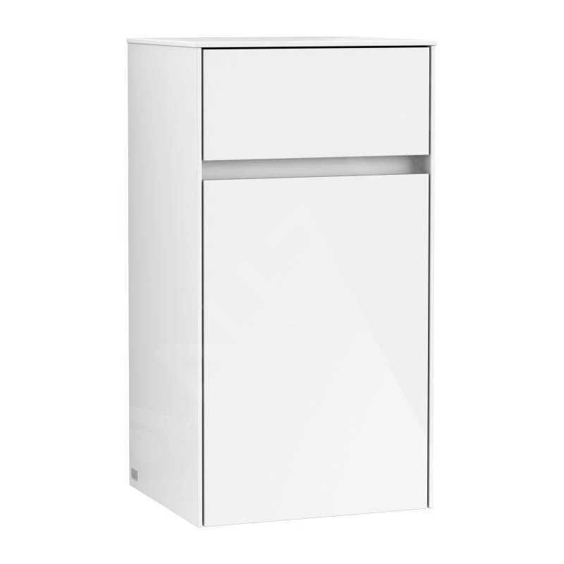 Villeroy & Boch Collaro - Zijkast, 404x748x349 Mm, 1 Deur, Scharnieren Links, Glossy White C03200DH