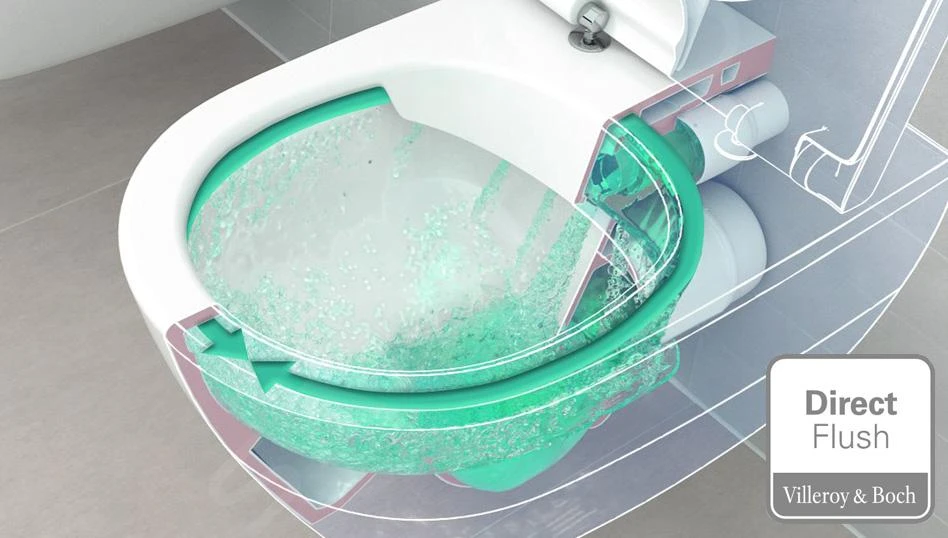 Geberit Duofix - Toiletset Met Sigma30 Bedieningsplaat, Glanzend Chroom/mat Chroom + Villeroy Boch Hangend Toilet En Wc Bril, DirectFlush, SoftClose, CeramicPlus 111.300.00.5 NI6 - Afbeelding 8