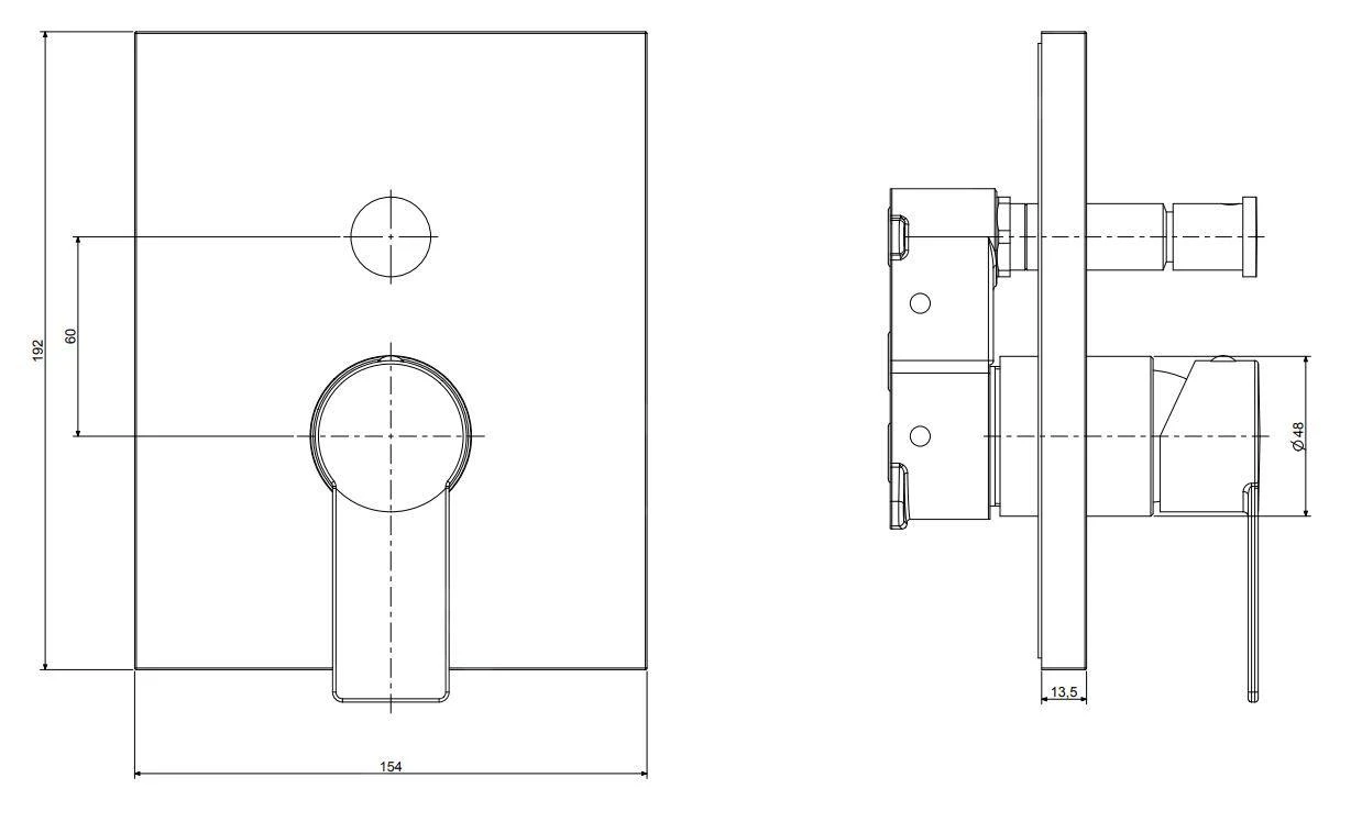 Paffoni Tilt - Inbouwkraan Met 2 Uitgangen, Chroom TIBOX015CR - Afbeelding 2