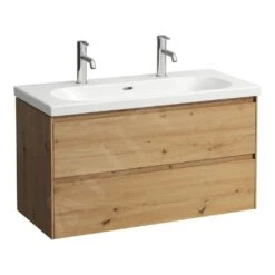 Laufen Lani - Wastafelonderkast, 98x45x52 Cm, 2 Laden, Eiken H4035621122671