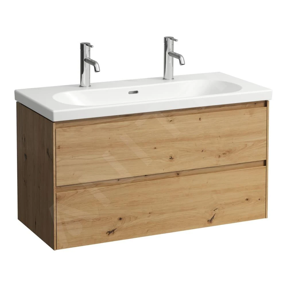 Laufen Lani - Wastafelonderkast, 98x45x52 Cm, 2 Laden, Eiken H4035621122671