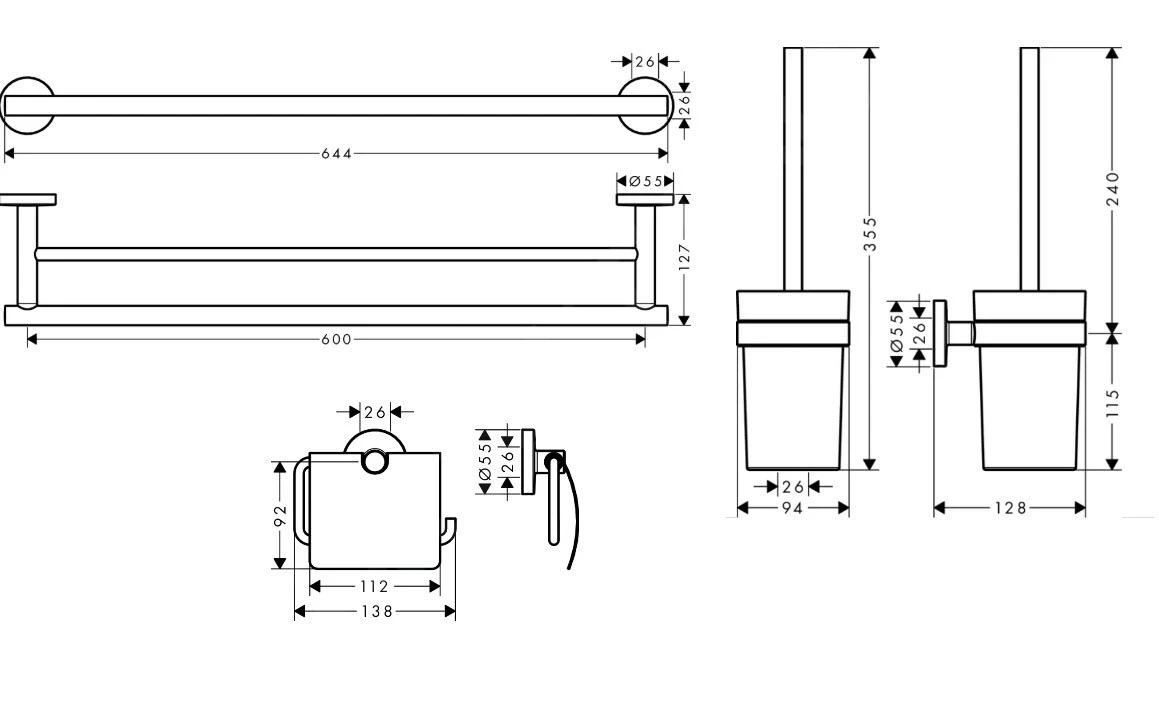 Hansgrohe Logis Universal - Accessoireset, Chroom 41727000 - Afbeelding 2