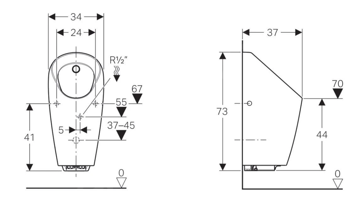 Geberit Urinoirs - Urinoir Selva Met Geïntegreerde Besturing, Generatorvoeding, Wit 116.084.00.1 - Afbeelding 2
