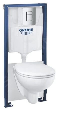 Grohe Solido - Voorwand Montageset, Bau Ceramic Toilet En Softclose Zitting, Skate Cosmopolitan Bedieningsplaat, Chroom 39586000