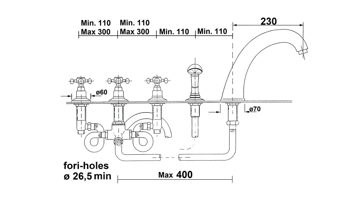 Sapho Reitano Rubinetteria Antea - 5-gats Badrandcombinatie, Chroom 3311 - Afbeelding 2