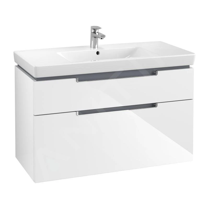 Villeroy & Boch Subway 2.0 - Wastafelonderkast, 987x590x449 Mm, 2 Lades, Glossy White A91510DH
