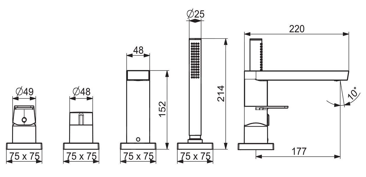 Hansa Stela - Badrandkraan, 4-gats, Chroom 57302473 - Afbeelding 2