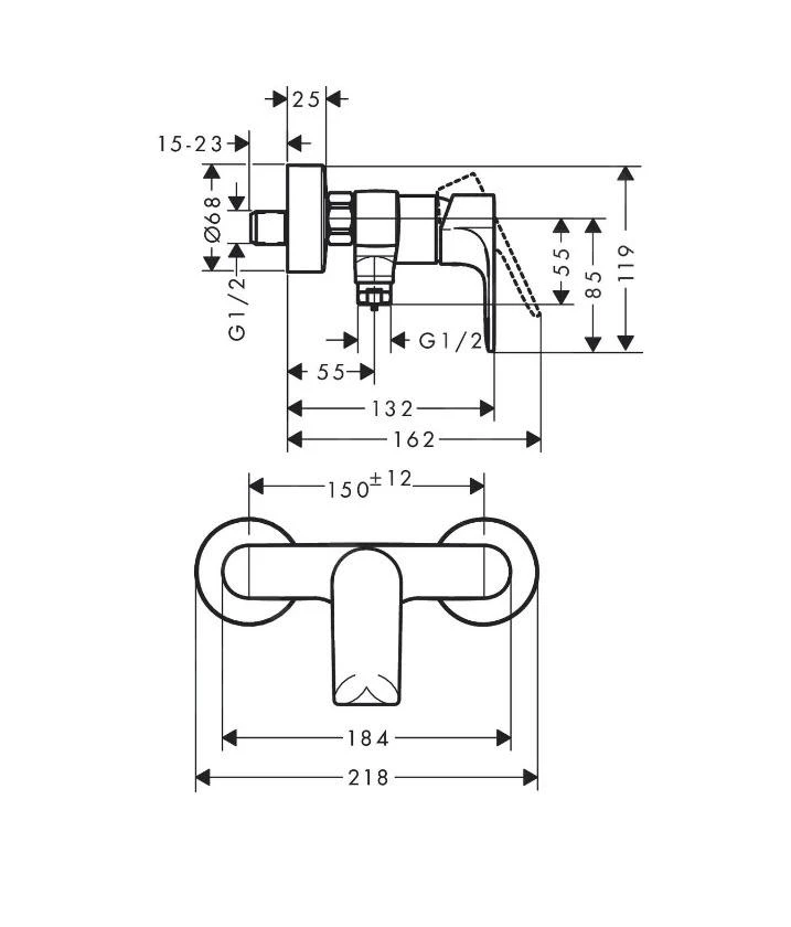 Hansgrohe Rebris E - Douchekraan, Chroom 72650000 - Afbeelding 2