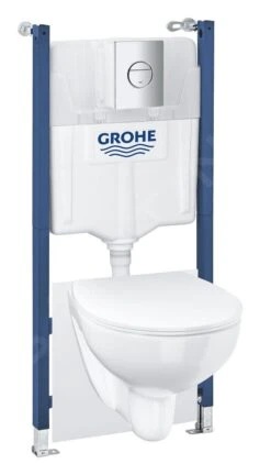 Grohe Solido - Toiletset, Hangtoilet Bau Ceramic En Toiletzitting Slim Softclose, Sail Bedieningsknop, Chroom/wit 39900000