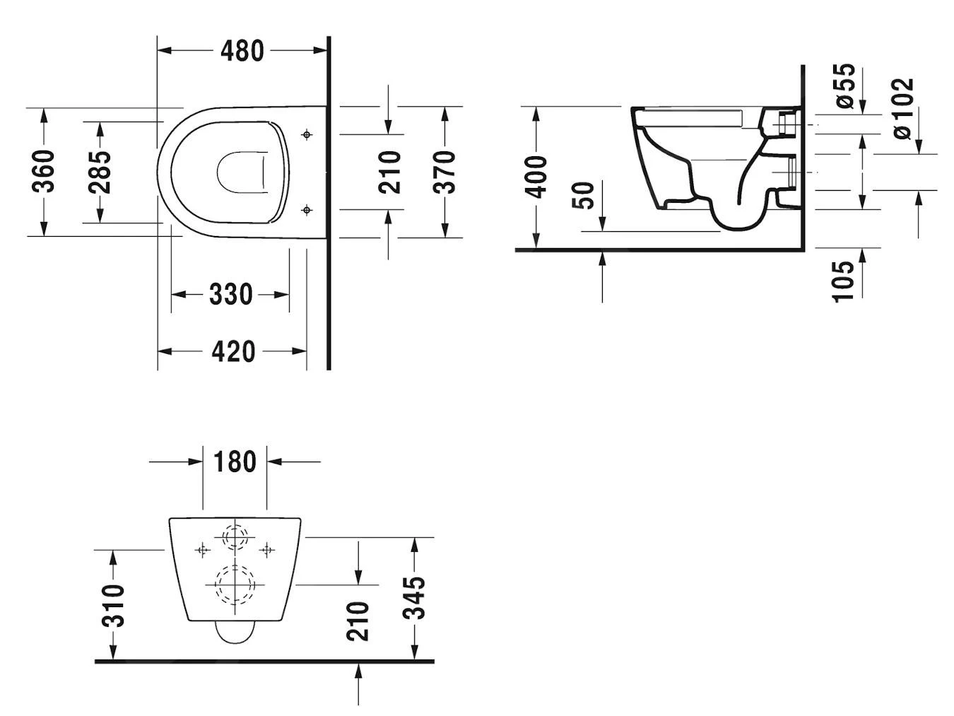 Duravit ME By Starck - Wandcloset, Rimless, Met WonderGliss, Alpine Wit 25300900001 - Afbeelding 2